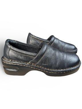 BOC Womens Black Leather Mules Clogs Size 8M Slip-on Shoes